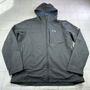 Mountain Hardwear Jacket Mens XXL Gray Softshell Nylon Hood Full Zip Gorpcore